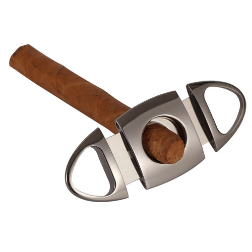 Metal Cigar Cutter Sharp Stainless Steel Ciggar Cutter Double Blade Pocket Cigars Guillotine W/ Gift Box