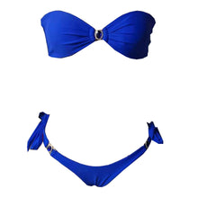 Load image into Gallery viewer, Micro Bikini Sexy Swimsuit Bikini Set Bandeau Women Swimwear Thong Biquini Shining Bathing Suits Swimming Suits Blue Beachwear