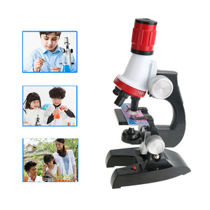 Microscope Kit Lab LED 100X-400X-1200X Home School Science Educational Toy Gift Refined Biological Microscope For Kids Child