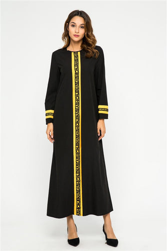 Middle East Abaya  For Women New Lace Embroidery Stitching Color Contrast Jalabiat Elegant  Dress Muslim Arab Robe Abayas