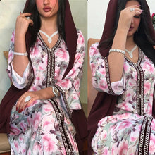 Load image into Gallery viewer, Middle East Muslim Muslim Women&#39;s Arab Robe Printed Lace Dress Ladies Without Headscarf Moroccan Djellaba 2021 Moroccan Abaya