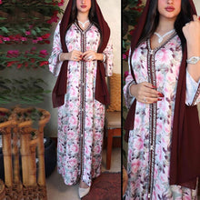 Load image into Gallery viewer, Middle East Muslim Muslim Women&#39;s Arab Robe Printed Lace Dress Ladies Without Headscarf Moroccan Djellaba 2021 Moroccan Abaya