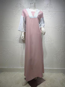 Middle Eastern Muslim Women's Two-color Sequined Dress Eid Mubarak National Costume Dubai Abaya Islamic Women's Clothing