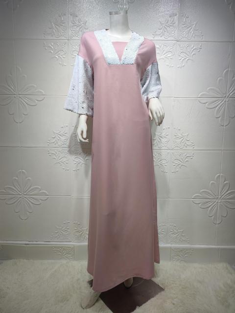 Middle Eastern Muslim Women's Two-color Sequined Dress Eid Mubarak National Costume Dubai Abaya Islamic Women's Clothing