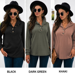 Midlength Women Shirt 2021 New Autumn Casual Sweatshirts Solid Warm Shirts Long Sleeve V Neck Pullover Sweatshirt Tops Female