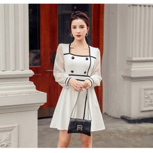 Load image into Gallery viewer, Mini Dress 2021 Spring New Arrival Women Square Collar Full Puff Sleeve Dress Fashion Slim Casual Mini Dress Female Vestido