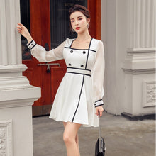 Load image into Gallery viewer, Mini Dress 2021 Spring New Arrival Women Square Collar Full Puff Sleeve Dress Fashion Slim Casual Mini Dress Female Vestido