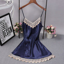 Load image into Gallery viewer, Mini Dress Female Nightgown NEW Sexy Satin Lace Night Silk Women Nighties Sleepwear sleep wear lingerie Homewear Pyjama set