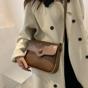 Mini PU Leather Flap Crossbody Bags for Women 2022 Winter Handbag Solid Color Shoulder Bag Ladies Handbags and Purses