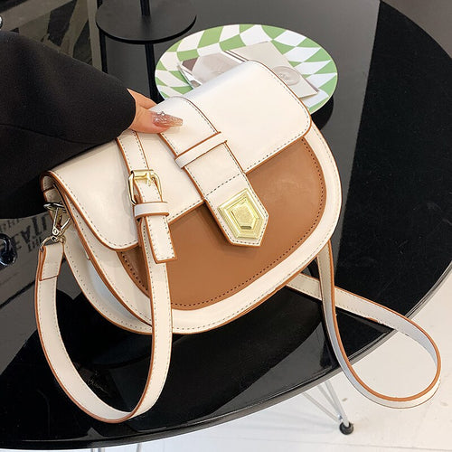 Mini PU Leather Saddle Crossbody Bags for Women 2022 Travel Handbag Fashion Simple Shoulder Bag Handbags and Purses Long Belt