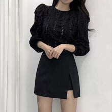 Load image into Gallery viewer, Mini Skirts Women Irregular Solid Side-slit Stretchy Korean Style Trendy Chic OL High Waist Female Bottom Popular Spring Autumn