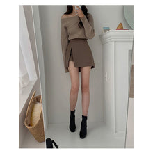 Load image into Gallery viewer, Mini Skirts Women Irregular Solid Side-slit Stretchy Korean Style Trendy Chic OL High Waist Female Bottom Popular Spring Autumn