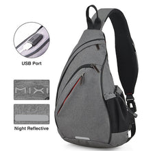 Load image into Gallery viewer, Mixi Men One Shoulder Backpack Women Sling Bag USB Boys Cycling Sports Travel Versatile Fashion Bag Student School University