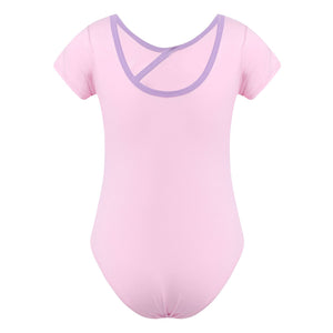 Modern Ballet Leotard Pink Short Sleeves Training Body Suit Dance Wear Chinese Style for Adult Children Girls Stage Performance