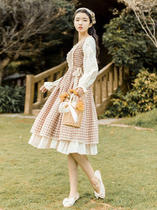 Mori Girl Style Plaid Dress For Women Vintage Prairie Chic Ruffles Petal Sleeve Casual Retro Maxi Dresses Vestidos Faldas Autumn