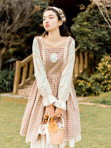 Mori Girl Style Plaid Dress For Women Vintage Prairie Chic Ruffles Petal Sleeve Casual Retro Maxi Dresses Vestidos Faldas Autumn