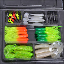 Load image into Gallery viewer, Mounchain 35Pcs Soft Worm Fishing Baits + 10 Lead Jig Head Hooks Simulation Lures Tackle Set Fishing Tools Tackle Box