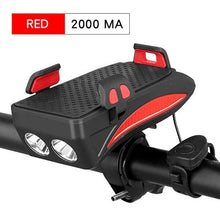 Load image into Gallery viewer, Multi-function Bicycle Light USB Rechargeable LED Bike Head Lamp Bike Horn Phone Holder Powerbank 4 in 1 MTB Cycling Front Light