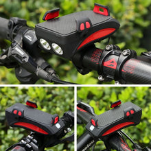 Load image into Gallery viewer, Multi-function Bicycle Light USB Rechargeable LED Bike Head Lamp Bike Horn Phone Holder Powerbank 4 in 1 MTB Cycling Front Light