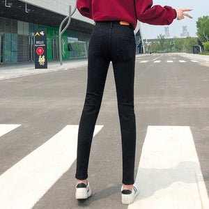 NEW Women Stretch High Waist Classic Retro  Jeans Lady Plus Size 38 40 Skinny Pants Push Up Leggings Mom Jeans Pencil Trousers