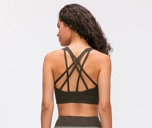 NWT Naked-feel Fabric Anti-sweat Pro Training Fitness Bras Crop Tops Women Push Up Shockproof Running Sports Bras Top