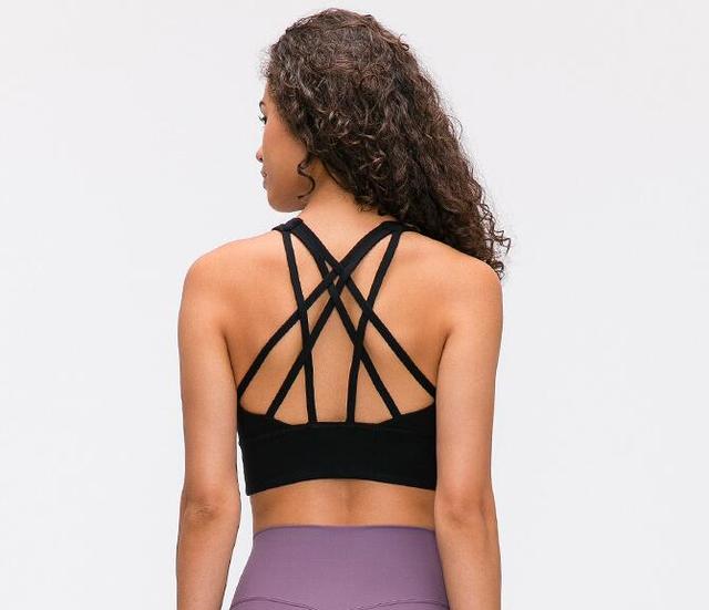 NWT Naked-feel Fabric Anti-sweat Pro Training Fitness Bras Crop Tops Women Push Up Shockproof Running Sports Bras Top