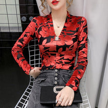Load image into Gallery viewer, New 2020 Autumn Winter Women Tops Fashion Sexy V-Neck Print Tops And Shirt Plus size Women clothing blusas
