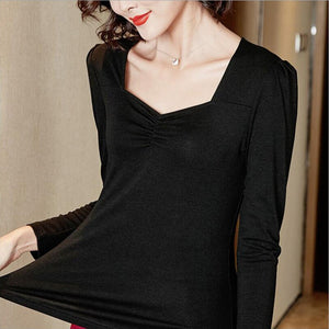 New 2021 Autumn Long Sleeve Women's t-shirts Fashion Casual Solid Color Vintage Women Tops and Shirt Plus Size Women Clothing