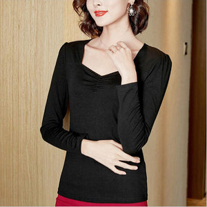New 2021 Autumn Long Sleeve Women's t-shirts Fashion Casual Solid Color Vintage Women Tops and Shirt Plus Size Women Clothing