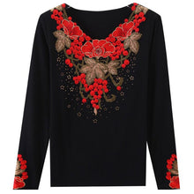 Load image into Gallery viewer, New 2021 Autumn Winter Woman tshirts Fashion Long Sleeve Embroidered Women Tops And Shirt M-4XL Plus Size Women Clothing Blusas