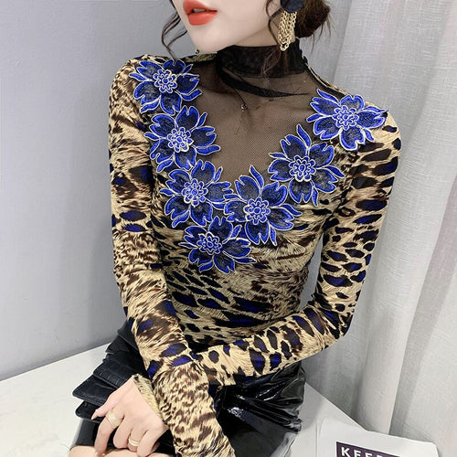 New 2021 Autumn Winter Women's T-Shirt Fashion Sexy Hollow Out Long Sleeve Lace Tops M-3XL Plus Size Blusas Patchwork tshirt