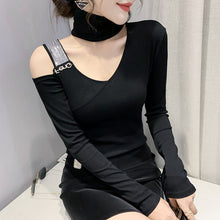Load image into Gallery viewer, New 2021 Autumn Women&#39;s T-Shirt Fashion Casual Sexy V-Neck Diamond Mesh Tops M-3XL Plus Size Women Clothing