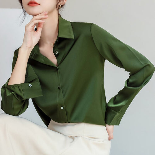 New 2021 Spring Autumn Long Sleeve Women Blouse Shirt Fashion Casual Solid Color Chiffon Blouse Office Lady Shirt