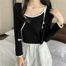 Load image into Gallery viewer, New 2021 Spring Knitted Suit Casual Fashion Single-Breasted Long-Sleeve Cardigan and Short Sling Vest Two-Piece Set Femme