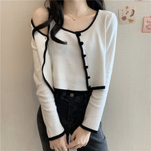 Load image into Gallery viewer, New 2021 Spring Knitted Suit Casual Fashion Single-Breasted Long-Sleeve Cardigan and Short Sling Vest Two-Piece Set Femme