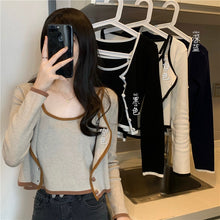 Load image into Gallery viewer, New 2021 Spring Knitted Suit Casual Fashion Single-Breasted Long-Sleeve Cardigan and Short Sling Vest Two-Piece Set Femme