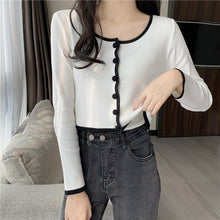 Load image into Gallery viewer, New 2021 Spring Knitted Suit Casual Fashion Single-Breasted Long-Sleeve Cardigan and Short Sling Vest Two-Piece Set Femme