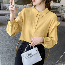 Load image into Gallery viewer, New 2021 Spring Women&#39;s Shirt Fashion Casual Long Sleeve Chiffon Blouse Loose Tops Clothing Yellow Blusas