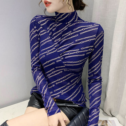 New 2021 Spring Women's T-Shirt Fashion Casual Long Sleeved Turtleneck Pleated Bottoming Shirt M-3XL Plus Size Blusas