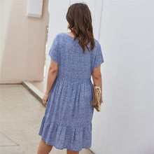 Load image into Gallery viewer, New 2021 Summer Dress Plus Size Women Beach Dresses Fashion Floral Chiffon Dress Short Sleeve V-Neck Loose Daily Dress Female
