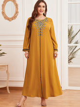 Load image into Gallery viewer, New 2021 Vintage Split Dress Women Summer Dress Long Sleeve Muslim Dresses Casual Abaya Modest  Vestido Long Maxi Dresses