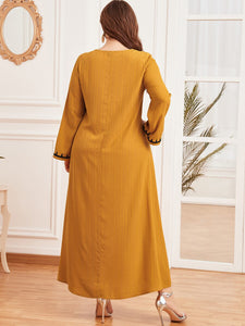 New 2021 Vintage Split Dress Women Summer Dress Long Sleeve Muslim Dresses Casual Abaya Modest  Vestido Long Maxi Dresses