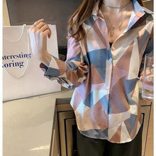 Load image into Gallery viewer, New 2021 Women Print Blouse Spring Summer Chiffon Shirts Casual  Oversize Button Up Blouse Fashionable Office Lady Wild Tops