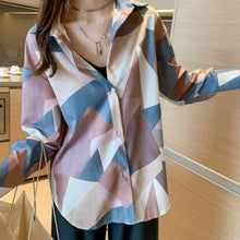 Load image into Gallery viewer, New 2021 Women Print Blouse Spring Summer Chiffon Shirts Casual  Oversize Button Up Blouse Fashionable Office Lady Wild Tops