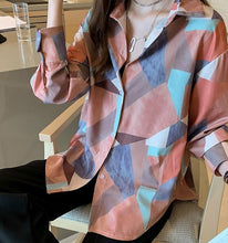 Load image into Gallery viewer, New 2021 Women Print Blouse Spring Summer Chiffon Shirts Casual  Oversize Button Up Blouse Fashionable Office Lady Wild Tops