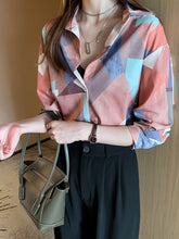 Load image into Gallery viewer, New 2021 Women Print Blouse Spring Summer Chiffon Shirts Casual  Oversize Button Up Blouse Fashionable Office Lady Wild Tops