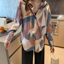 Load image into Gallery viewer, New 2021 Women Print Blouse Spring Summer Chiffon Shirts Casual  Oversize Button Up Blouse Fashionable Office Lady Wild Tops