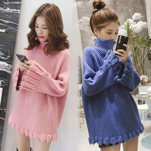 New 2022 Autumn Winter Women Sweater Turtleneck Pullovers Sweaters Long Sleeve Thick Warm Female Knitted Sweater X204