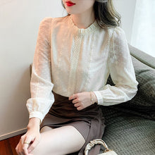 Load image into Gallery viewer, New 2022 Spring Women Blouse Shirt Fashion Long Sleeve Stand Collar Embroidered Chiffon Blouses Plus Size Loose Tops