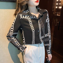 Load image into Gallery viewer, New 2022 Spring Women Chiffon Shirt Fashion Long Sleeved Turn Down Collar Print Blouses Elegant Office Lady Tops Blusas